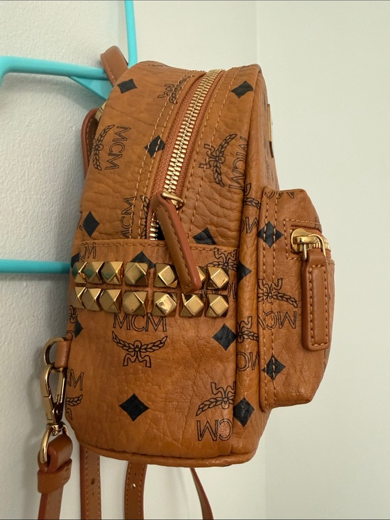 MCM Cognac Visetos Mini Backpack with Gold Hardware main image 6